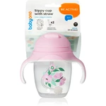 BabyOno Be Active Sippy Cup with Weighted Straw tréninkový hrnek s brčkem 6 m+ Butterfly 240 ml