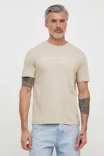Bavlnené tričko Marc O'Polo pánsky, béžová farba, s potlačou