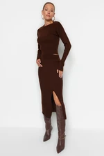 Trendyol Brown Crop-Skirt Sweater Top-Top Set