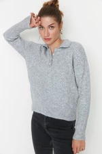 Trendyol Grey Wide Fit Miękki sweter z dzianiny strukturalnej