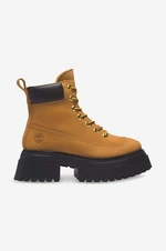 Semišové boty Timberland Sky 6 IN Laceup dámské, hnědá barva, na platformě, lehce zateplené, A2KMU-BROWN