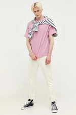 Bavlněné tričko Abercrombie & Fitch růžová barva