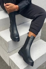 İnan Ayakkabı Women's Elastic Boots Black (SOLE 4 CM)