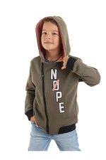 Mushi Nope Khaki Boys' Zipper Hooded Sweatshirt