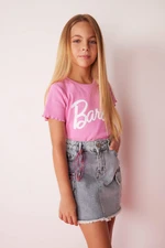 DEFACTO Slim Fit Barbie Licensed Short Sleeve T-shirt