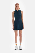 Dagi Petrol Women's Sleeveless Collar Dress