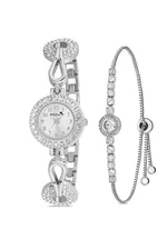 Polo Air Elegant Vintage Women's Wristwatch Zircon Stone Bracelet Combination Silver Color