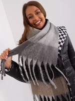 Grey and black checkered women's scarf