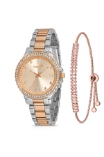 Polo Air Luxury Single Row Women's Wristwatch Zircon Stone Baguette Bracelet Combination Silver-copper Color