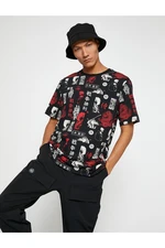 Koton Basic T-Shirt with a Crew Neck Asian Print.