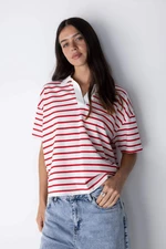 DEFACTO Relax Fit Polo Neck Striped Short Sleeve Polo T-Shirt