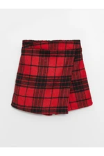 LC Waikiki Plaid Girls' Short Skirt with Elastic Waist