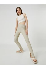 Koton Slit Detailed Leggings Ribbed High Waist.