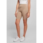 Women's high-waisted cycling shorts with lace insert, soft taupe