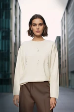 Trendyol Stone Accessory Detail Thessaloniki/Knitwear Look Regular/Normal Knitted Sweatshirt