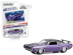 1970 Dodge Challenger R/T Purple Metallic with Matt Black Top USPS (United States Postal Service) "2022 Pony Car Stamp Collection by Artist Tom Fritz