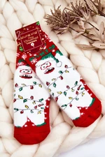 Detské vianočné bavlnené termoaktívne ponožky Yeti červené