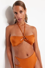 Trendyol Tile Strapless Bikini Top With Cut Out/Windows