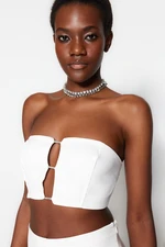 Trendyol Ecru Crop Podšitý Tkaný Lesklý Kameň S Detailom Výrezu Bustier Trendyol Ecru Crop Podšitý Tkaný Lesklý Kameň S Detailom Výrezu Bustier