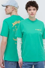 Bavlnené tričko On Vacation Beach Day zelená farba, s potlačou, OVC T145