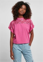 Women's short oversized lace T-shirt light purple color