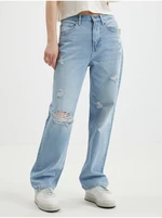 Light blue women's straight fit jeans with ripped effect ONLY D - Ladies