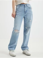 Light blue women's straight fit jeans with ripped effect ONLY Dean