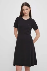 Šaty Tommy Hilfiger čierna farba, mini, áčkový strih, WW0WW42461