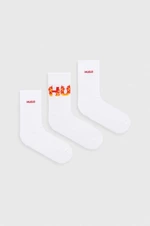 Ponožky HUGO 3-pack dámské, bílá barva, 50516648