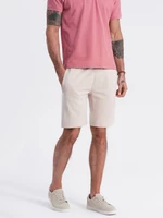 Ombre Men's knit shorts with drawstring and pockets - light beige