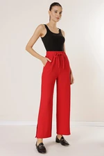 By Saygı Elastic Waist Side Slit Pocket Knitted Trousers