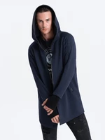 Ombre Longer men's unbuttoned sweatshirt with spacious hood PRAGA