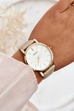 Ernest Beige Vega Ladies Watch with Gold Case