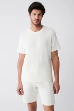 Avva White Unisex Crew Neck Cotton Standard Fit Regular Cut Towel T-shirt