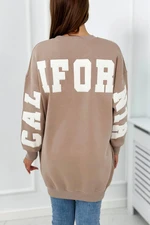 Insulated sweatshirt with California inscription dark beige