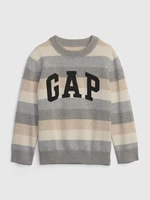 Béžovo-sivý chlapčenský pruhovaný sveter GAP