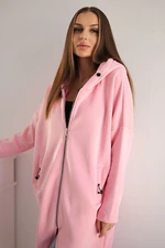 Long insulated sweatshirt in light pink color