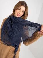 Dark blue women's scarf with pleated