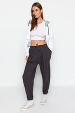 Trendyol Anthracite Pleated Loose Jogger Knitted Sweatpants.