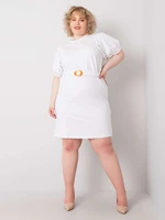 White dress plus sizes with decorative sleeves