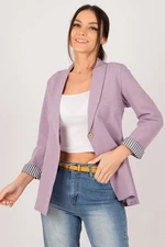 armonika Women's Lilac Striped One-Button Jacket