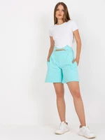 Casual mint cotton shorts