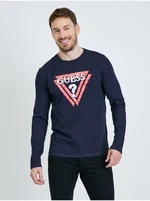 Dark Blue Men's Long Sleeve T-Shirt Guess Jasin - Men