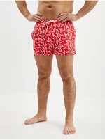 Červené pánské vzorované plavky Calvin Klein Underwear - Pánské