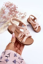 Dětské pletené nazouvací sandály Růžove Tracy