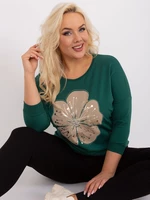Navy green women's plus size blouse with rhinestones