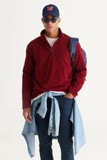 AC&Co / Altınyıldız Classics Men's Claret Red Anti-pilling Non-Pilling Heat-Protecting Standard Fit Stand-Up Collar Fleece Sweatshirt