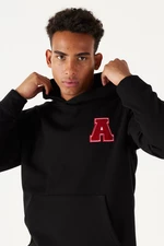 AC&Co / Altınyıldız Classics Men's Black Standard Fit Normal Cut Hooded Sweatshirt with Fleece Inside