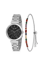 Polo Air Classic Women's Wristwatch Colorful Zircon Stone Bracelet Combination Silver-black Color