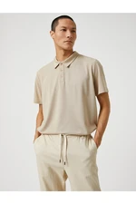 Koton Basic T-Shirt Polo Neck Buttoned Short Sleeves